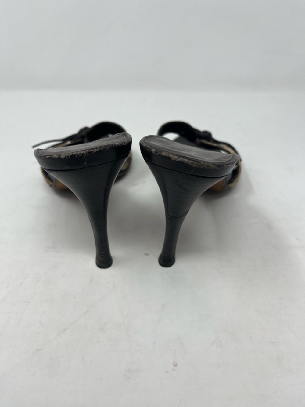Vintage Gucci GG Monogram Canvas Knot Heel Mule Sandals Tom Ford Era size 7B - Picture 6 of 8